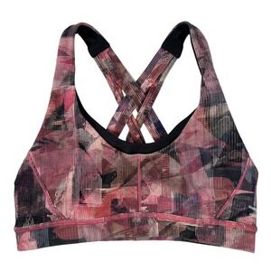 Lululemon Women's Energy Sport Bra Size 4 Crossback Strappy Pink Yoga Workout
